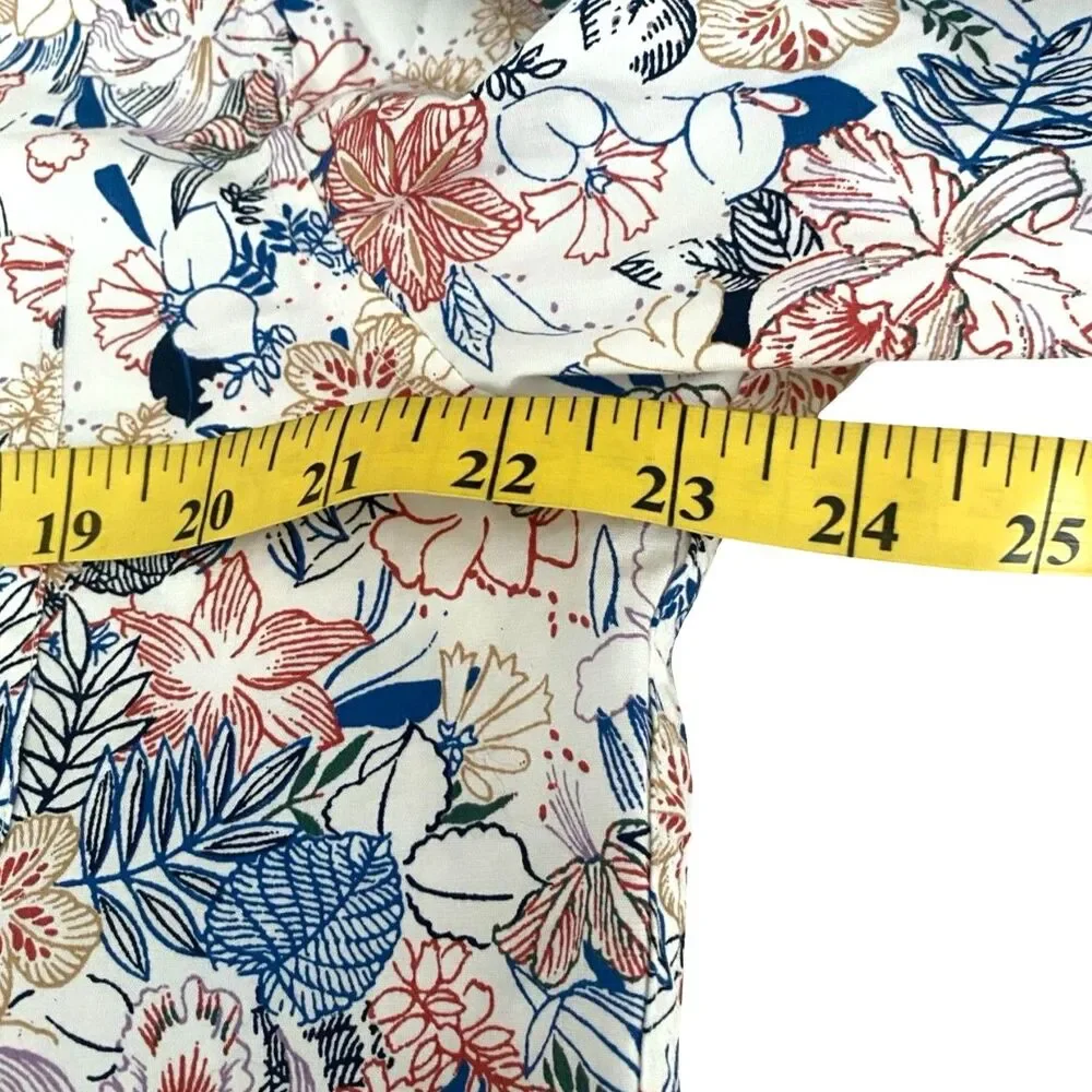 J Crew Floral Casual Button Up Shirt Men's Large 100% Organic Cotton Resortwear